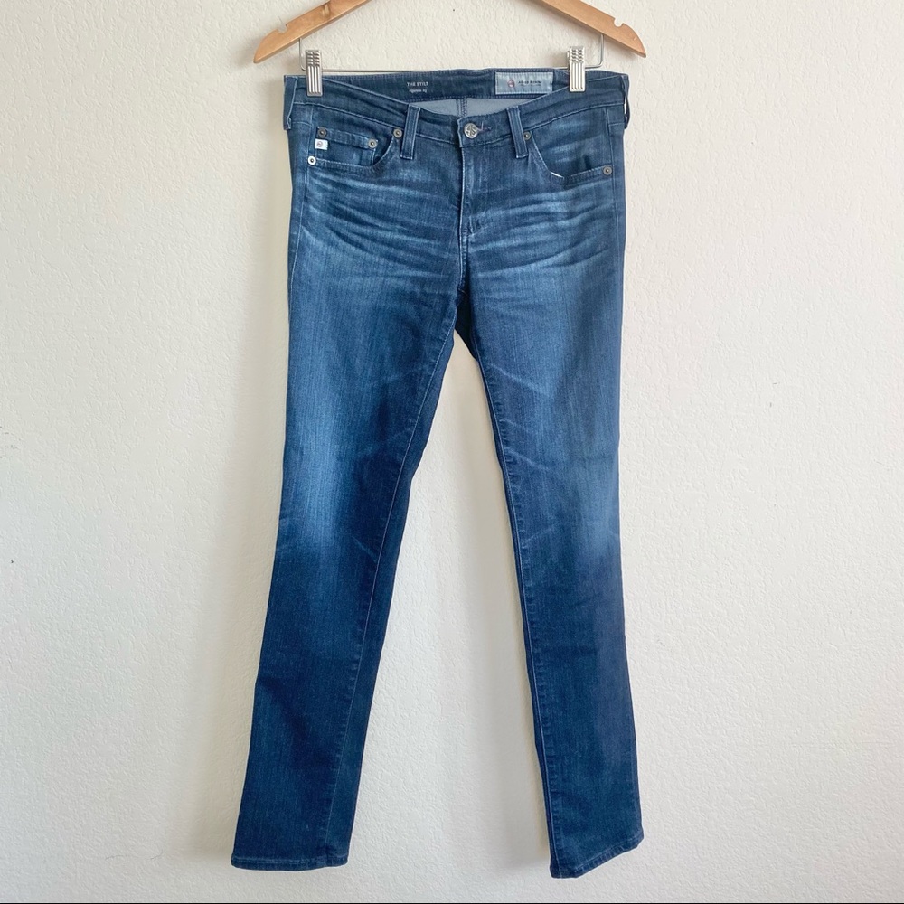 AG The Stilt Cigarette Leg Dark Wash Skinny Jeans Sz 27